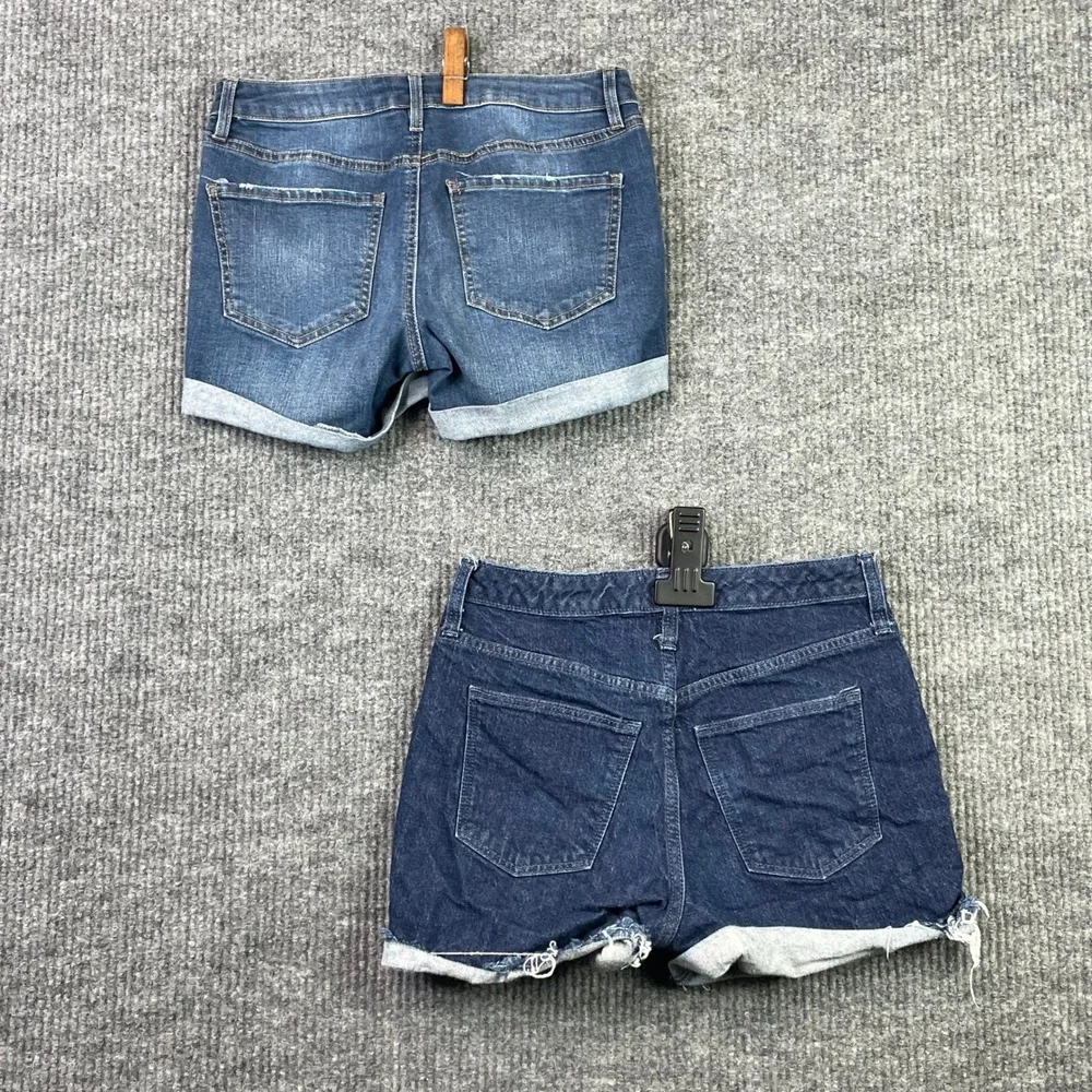 Universal Thread Denim Shorts Womens Size 2 Blue Bundle Lot of 2 Distressed Midi